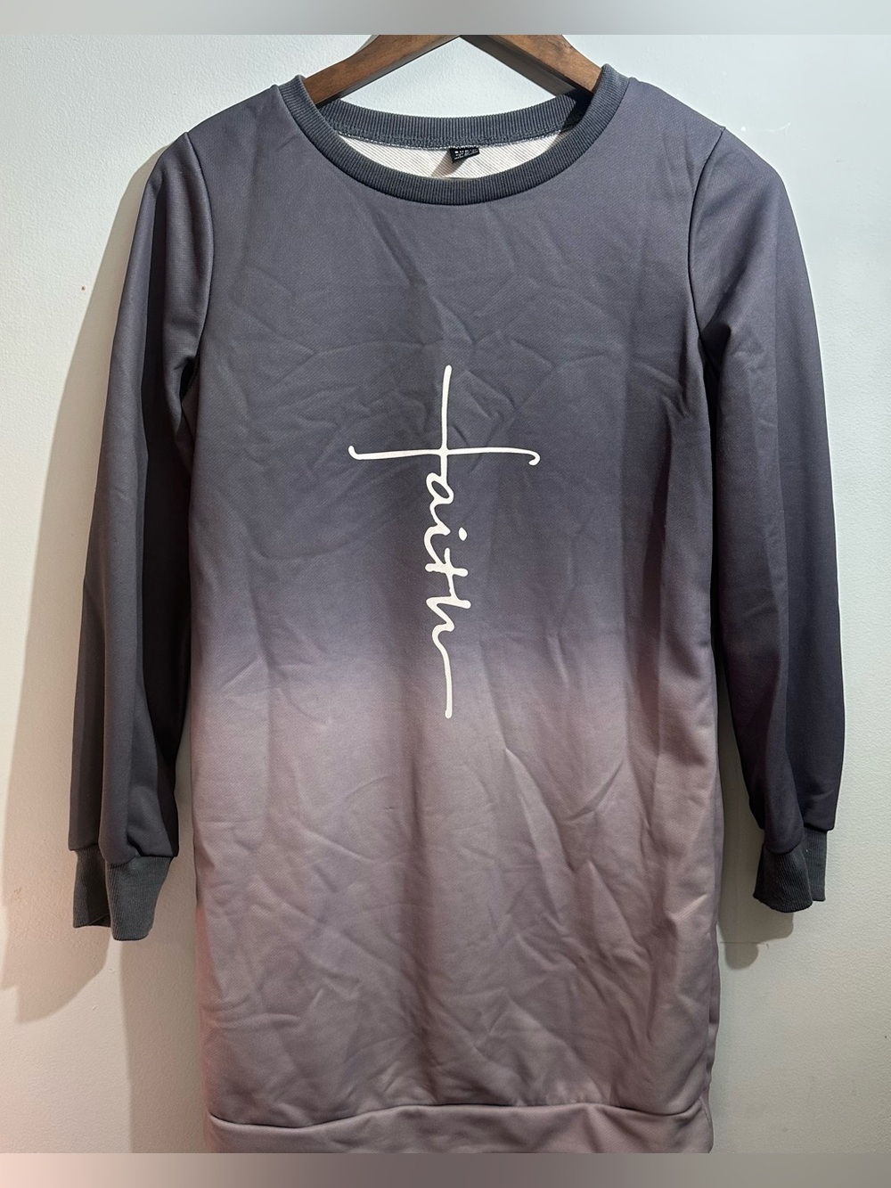 SHEIN faith long sleeve ombré shirt Small